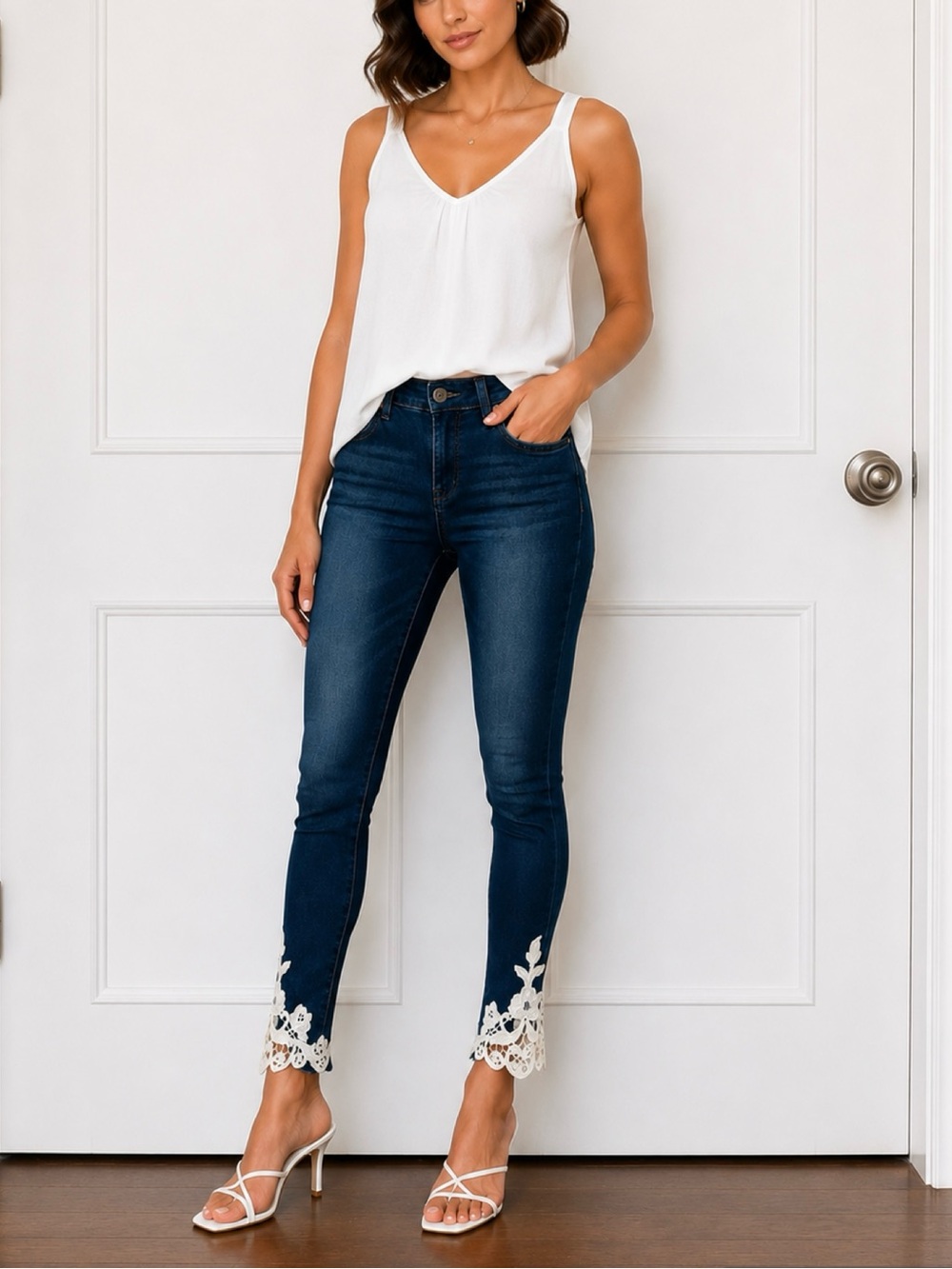 OVS Italy Macramé Dark Blue Slim Leg Jeans